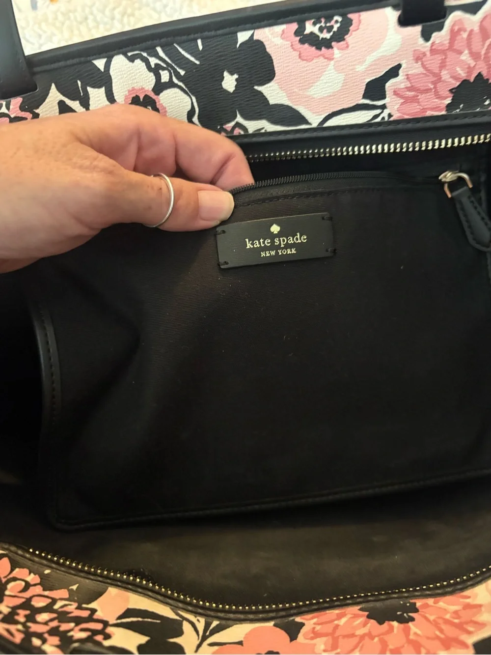 Floral Pink and Black Tote Bag - Stylish Everyday Carry